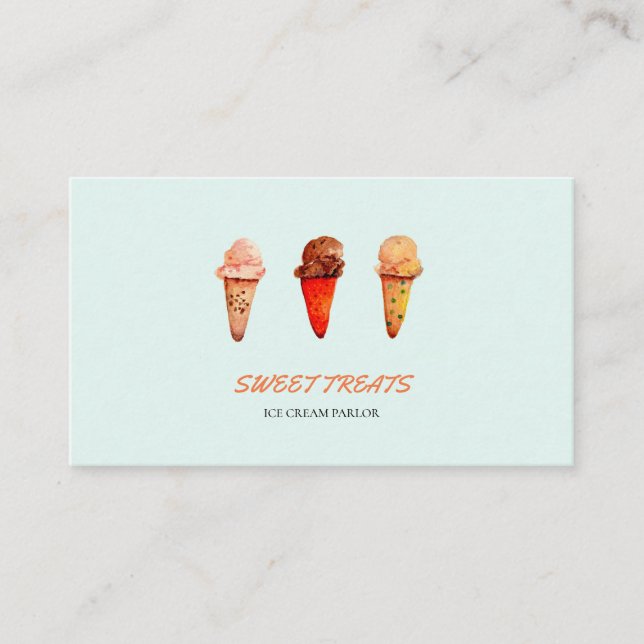 Niedliche Retro-Ice Creme Aquarell Business Card Visitenkarte (Vorderseite)