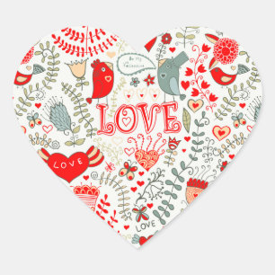 Niedliche Retro-Illustration Herz-Aufkleber