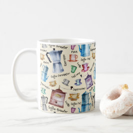 Niedliche Retro-Kaffeemaschinen mit Wasserfarbe Kaffeetasse