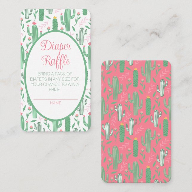 Niedliche Retro-Kaktus Floral Baby Duschdusche Win Begleitkarte (Vorne/Hinten)
