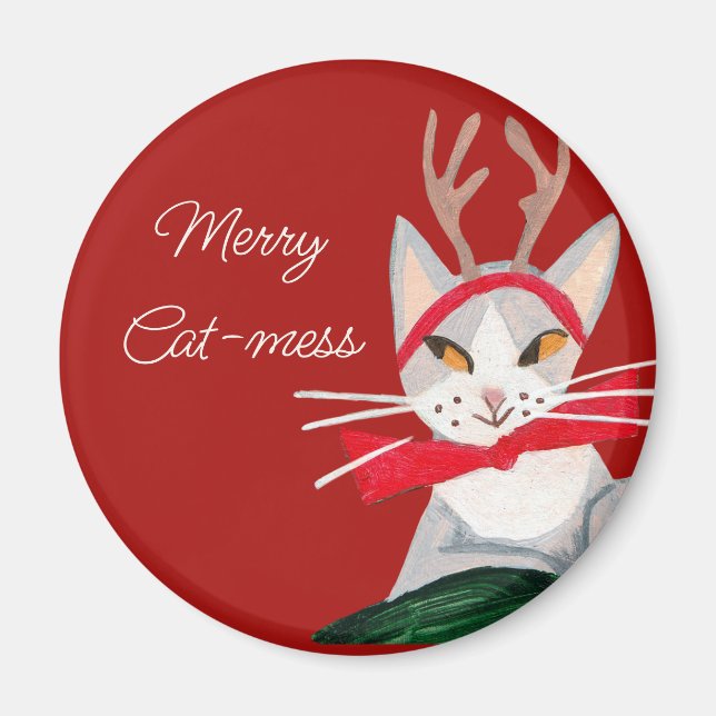 Niedliche Retro-Katze - Schlamassel - Weihnachten Magnet (Vorne)