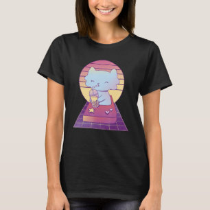 Niedliche Retro Katze trinken Blase Tea Boba Tea T-Shirt