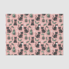 Niedliche Retro-Katzen auf rosa Weihnachten Seidenpapier