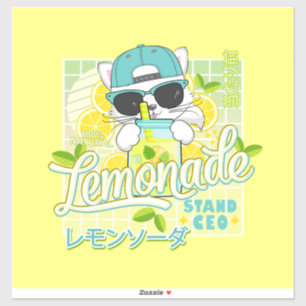 Niedliche Retro Lemonade Stand CEO Anime Cat Aufkleber