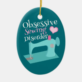 Niedliche Retro Nähmaschine-Näherin Keramikornament
