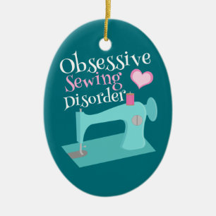 Niedliche Retro Nähmaschine-Näherin Keramikornament