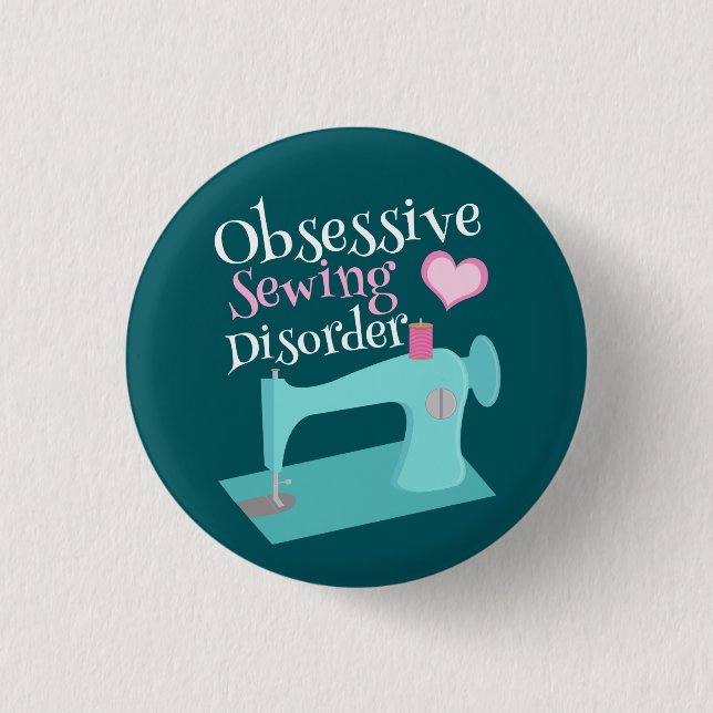 Niedliche Retro-Nähmaschine Seamstress Button (Vorderseite)