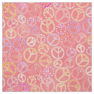 Niedliche Retro Peace Signs Girly Pink Pattern Stoff