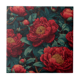 Niedliche Retro-Peonies-Fliesen für die rustikale  Fliese