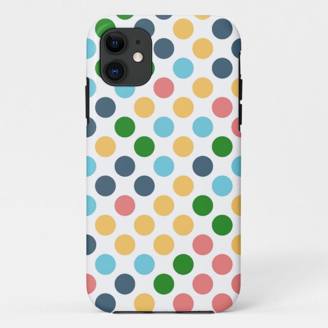 Niedliche Retro Polka Dots | Gelbes rosa grünes Aq Case-Mate iPhone Hülle (Rückseite)
