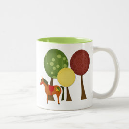 Niedliche Retro-Ponys und Treppenross Zweifarbige Tasse