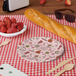 Niedliche Retro-Retro-Weihnachtsrosa Pappteller