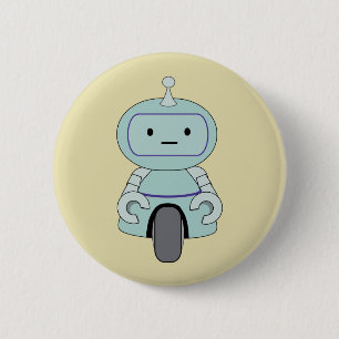 Niedliche Retro-Roboter-Illustration Button