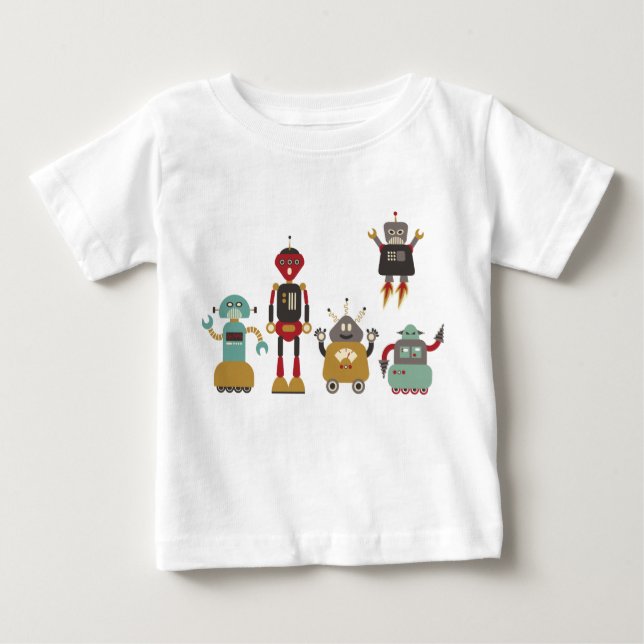 Niedliche Retro Roboter Kids T - Shirt (Vorderseite)