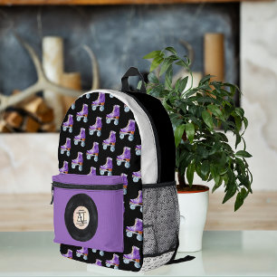 Niedliche Retro-Roller-Skaten-Musik Monogramm Bedruckter Rucksack