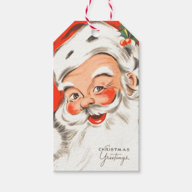 Niedliche Retro Santa Claus Geschenketiketten Geschenkanhänger (Vorderseite)