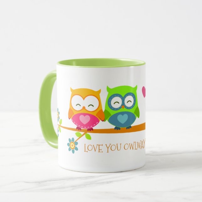 Niedliche Retro-Schale Couple Valentine Liebe Sie  Tasse (Vorderseite Links)