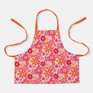 Niedliche Retro Style Blumenmuster Orange Pink Kid Schürze