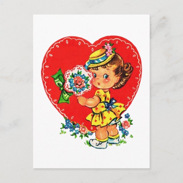 Niedliche Retro Vintag Valentine Feiertagspostkarte (Vorderseite)