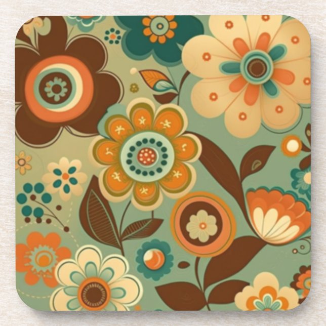 Niedliche Retro-Vintage Blume Getränkeuntersetzer (Vorderseite)