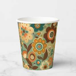 Niedliche Retro-Vintage Blume Pappbecher