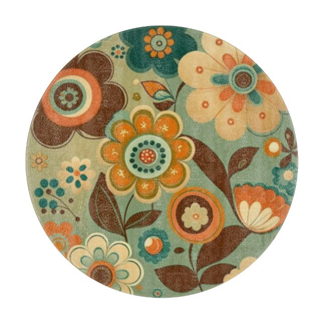 Niedliche Retro-Vintage Blume Schneidebrett (Vorderseite)