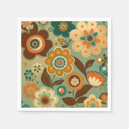 Niedliche Retro-Vintage Blume Serviette