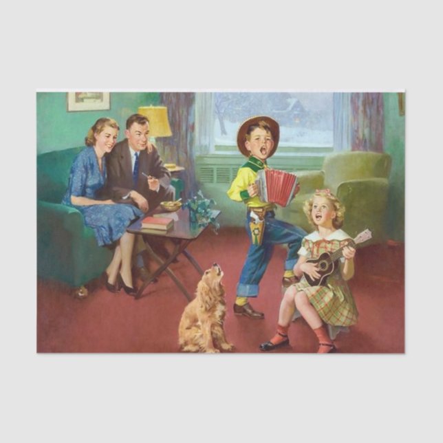 niedliche Retro-Vintage Familiendutschrift Seidenpapier (Vorderseite)