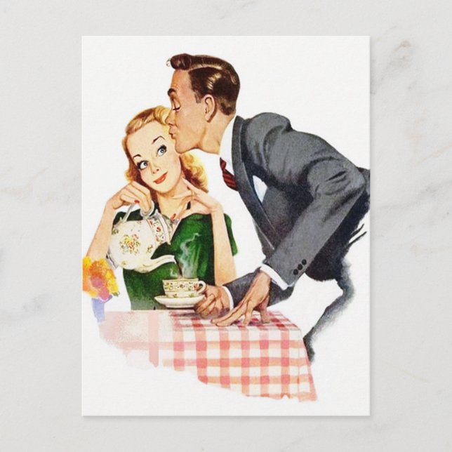 Niedliche Retro-Vintage Küche Postkarte (Vorderseite)