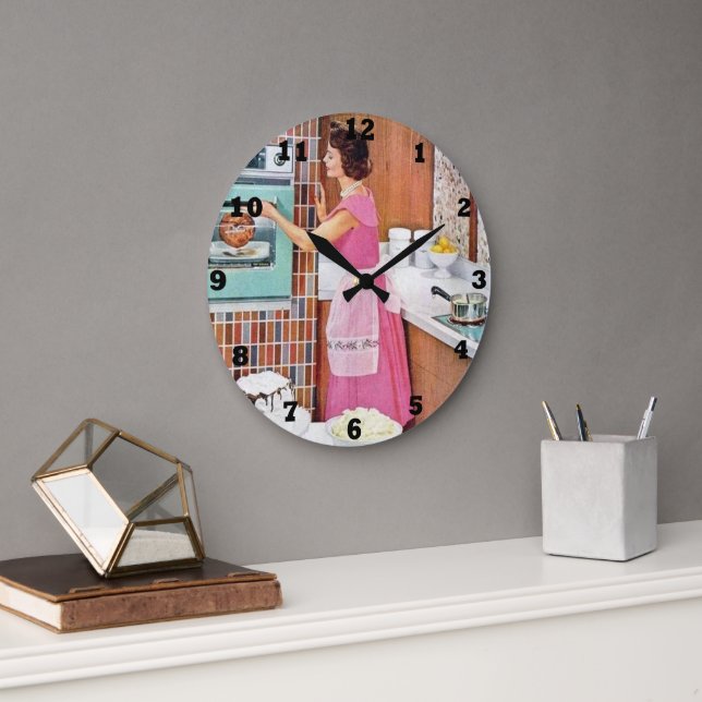 niedliche Retro Vintage Küchenchefin Große Uhr (Büro)