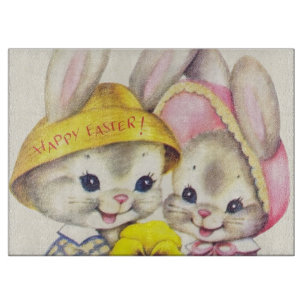 Niedliche retro Vintage Osterhasen Schneidebrett