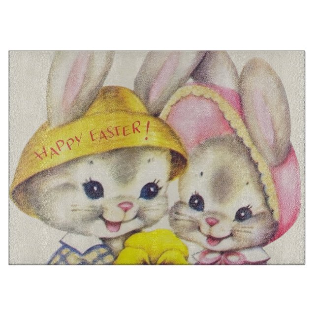 Niedliche retro Vintage Osterhasen Schneidebrett (Vorderseite)