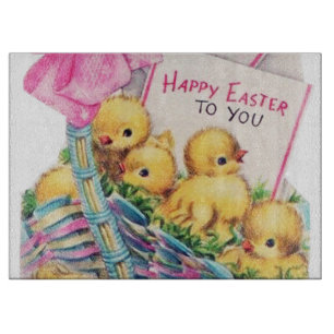 Niedliche retro Vintage Ostern-Küken Schneidebrett