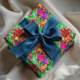 Niedliche Retro-Vintage Rote Bug-Feiertage grün Geschenkpapier