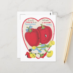 Niedliche Retro-Vintage Tomate Valentine Postkarte