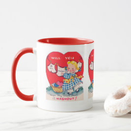 Niedliche Retro-Vintage Valentinwäsche Tasse