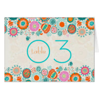 Niedliche Retro-Vögel und Blume Tischnummer