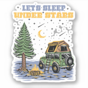 Niedliche Retro-Wanderlust schlafen wir unter Ster Aufkleber