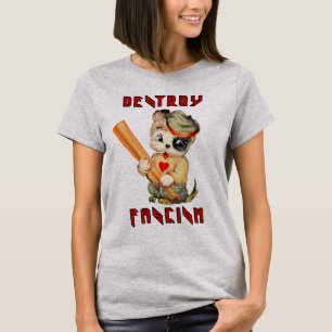Niedliche Retro-Welpe - Zerstöre den Faschismus T-Shirt