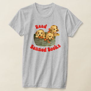 Niedliche Retro-Welpen - Bücher lesen T-Shirt