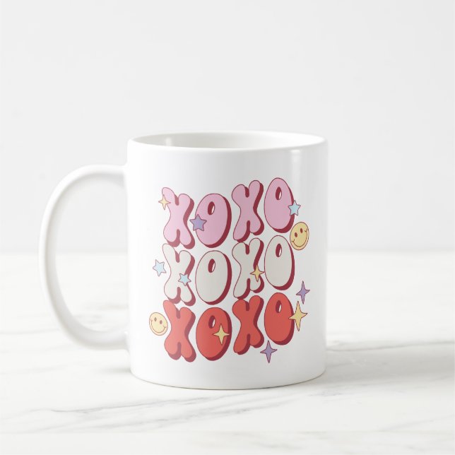 Niedliche Retro XOXO Valentinstag Kaffee Tasse (Links)