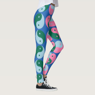 Niedliche Retro Yin Yang Muster Blau Grün Leggings