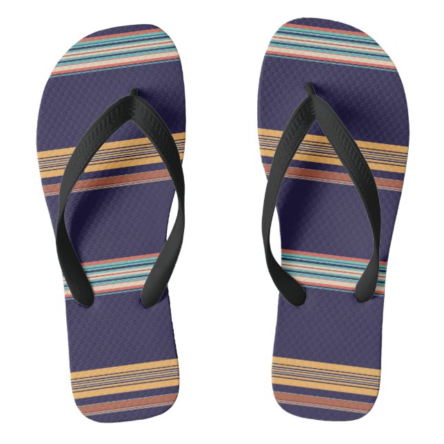 Niedliche retroblaue Streifen Flip Flops (Fußbett)