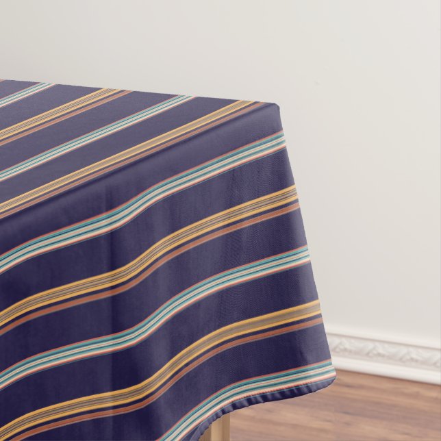 Niedliche retroblaue Streifen Tischdecke (Beispiel)