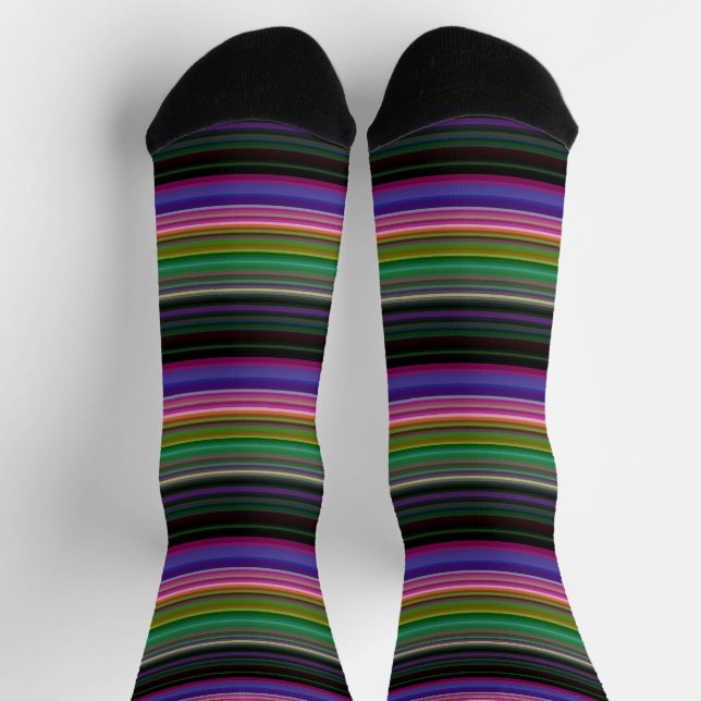 Niedliche Retrofarbenstreifen Socken (Oben)