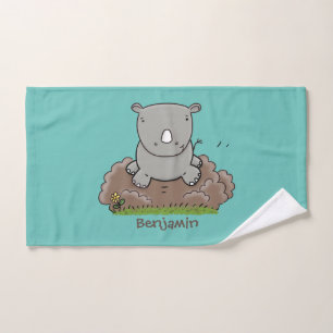 Niedliche Rhino-Cartoon-Abbildung Badhandtuch Set