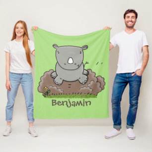 Niedliche Rhino-Cartoon-Abbildung Fleecedecke