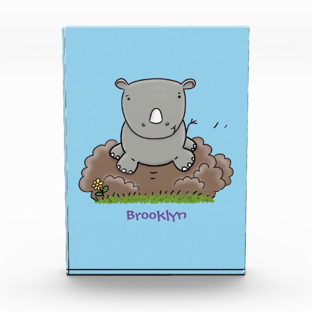 Niedliche Rhino-Cartoon-Abbildung Fotoblock (Vorderseite)