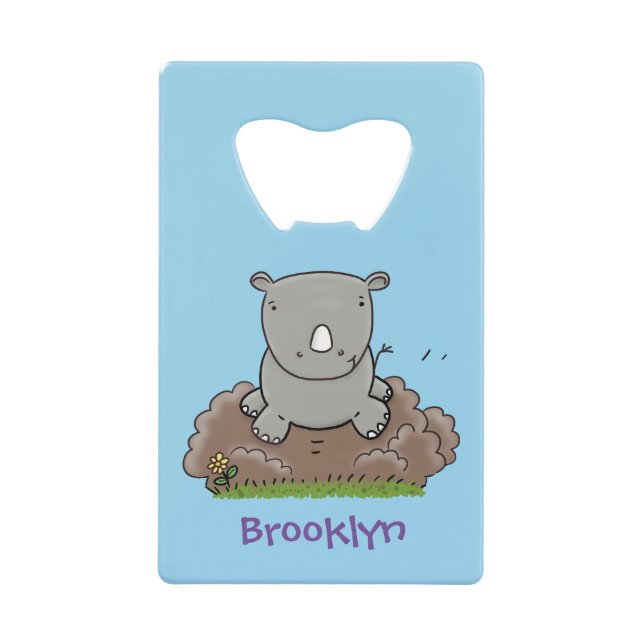 Niedliche Rhino-Cartoon-Abbildung Geldbeutel Flaschenöffner (Vorderseite)