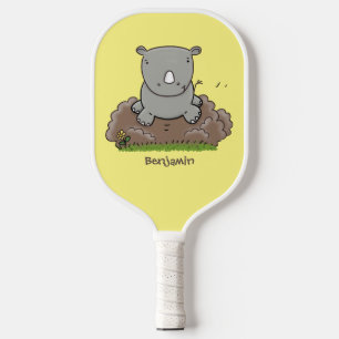 Niedliche Rhino-Cartoon-Abbildung Pickleball Schläger